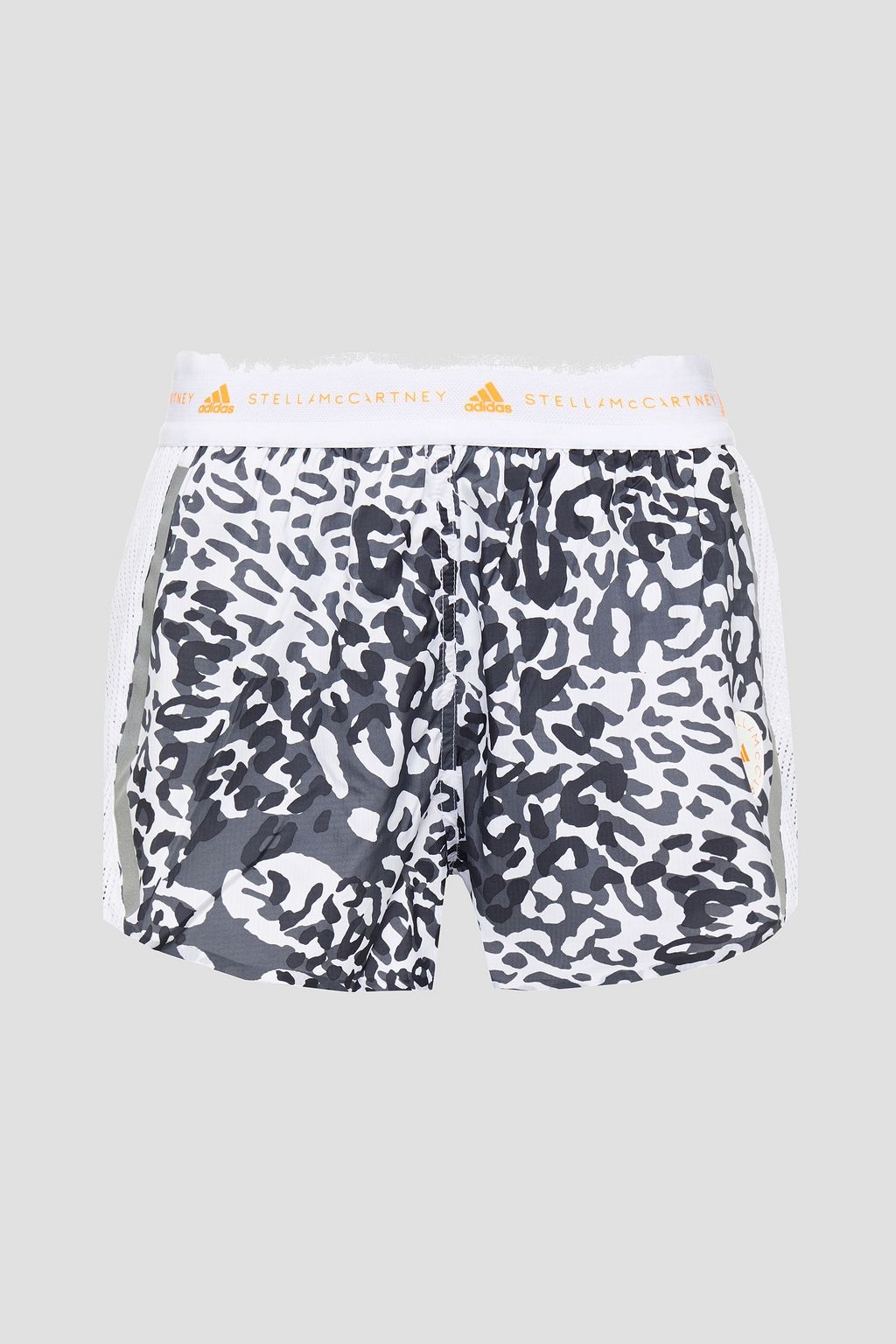 ホワイト メッシュパネルデザイン レオパードプリント シェル加工生地 ショートパンツ The Outnet Adidas By Stella Mccartney The Outnet ホワイト メッシュパネルデザイン レオパードプリント シェル加工生地 ショートパンツ The Outnet Adidas By Stella Mccartney The Outnet
