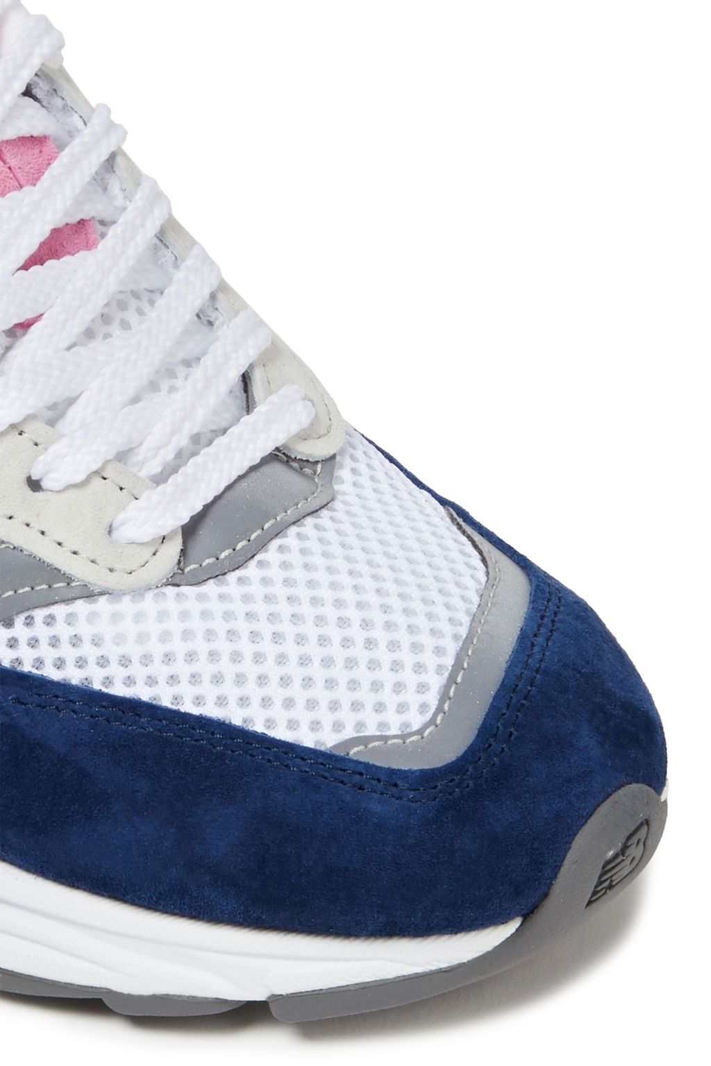 NEW BALANCE Embroidered suede and mesh sneakers