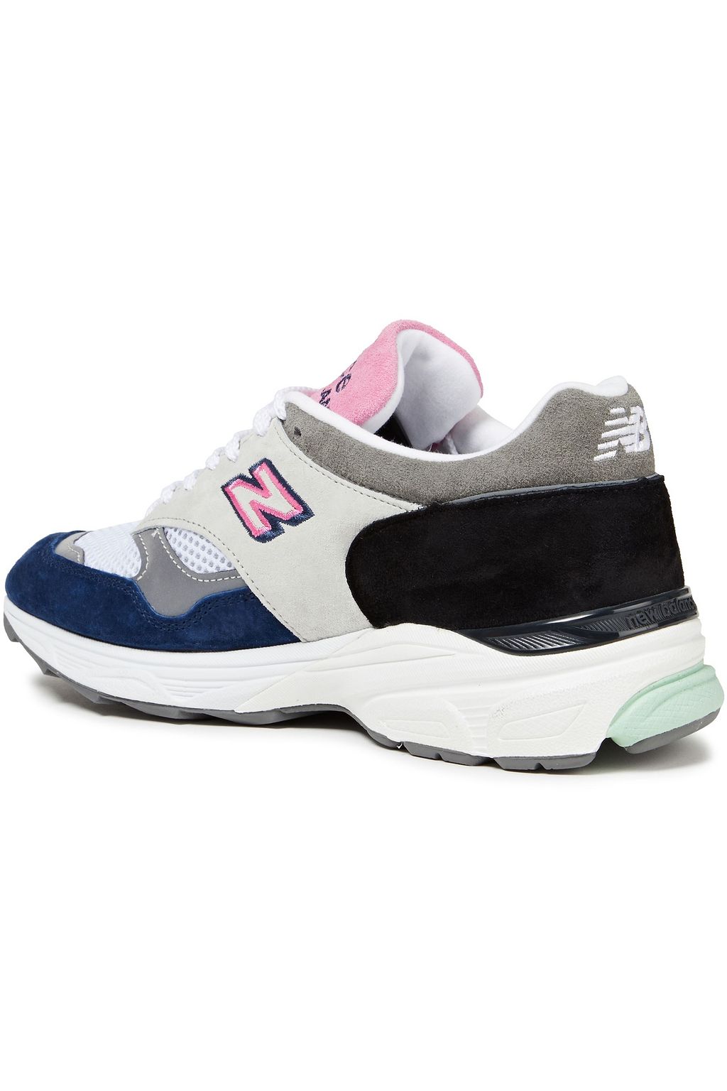 NEW BALANCE Embroidered suede and mesh sneakers