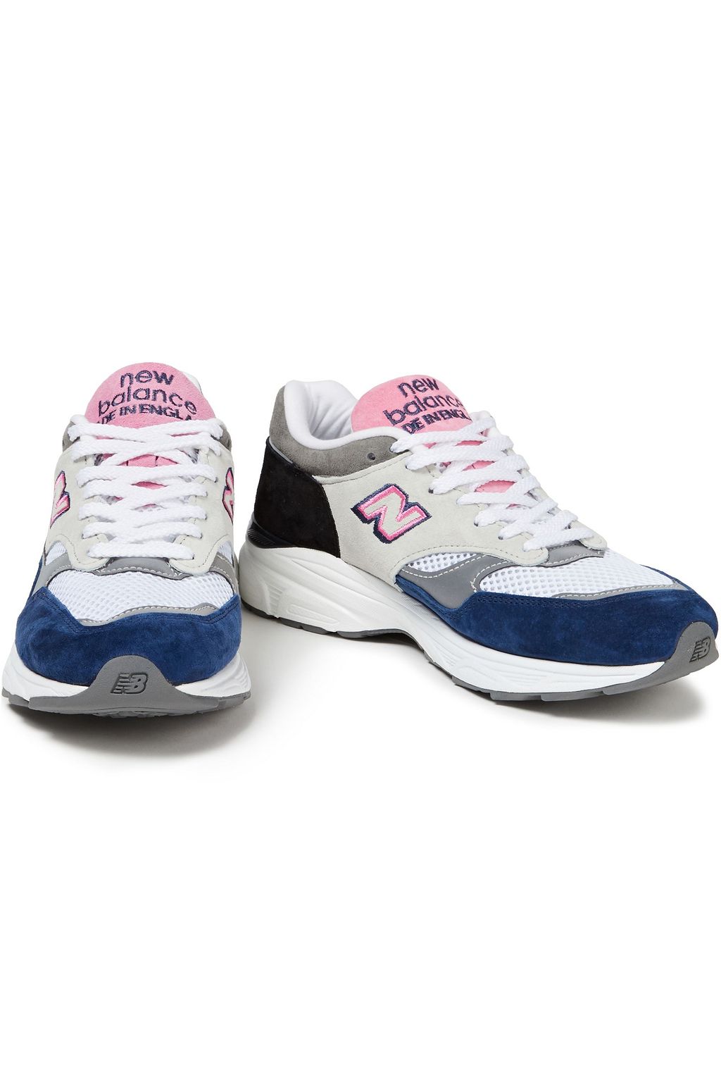 NEW BALANCE Embroidered suede and mesh sneakers