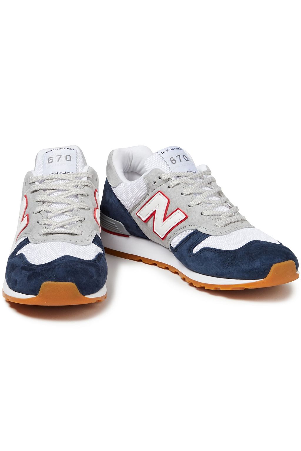 NEW BALANCE Leather-trimmed suede and mesh sneakers