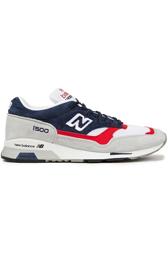 Navy Leather-trimmed suede and mesh sneakers | Sale up to 70% off | THE OUTNET | NEW BALANCE 