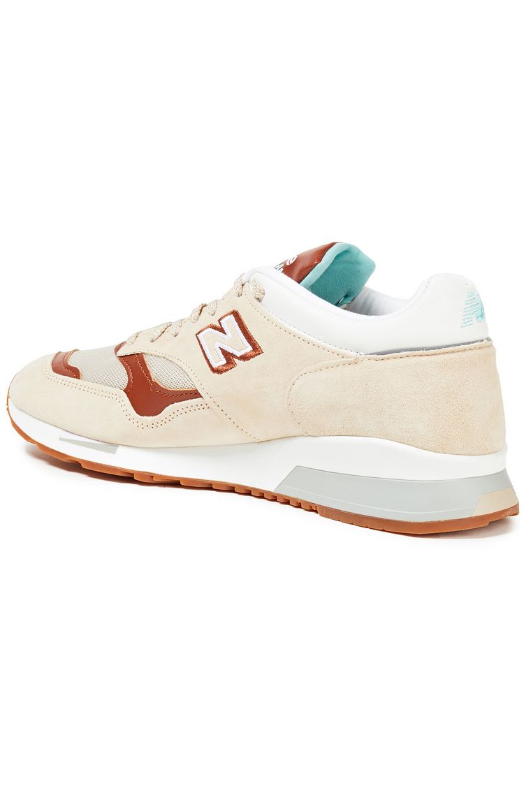 Cream Leather-trimmed suede and mesh sneakers | Sale up to 70% off | THE OUTNET | NEW BALANCE 