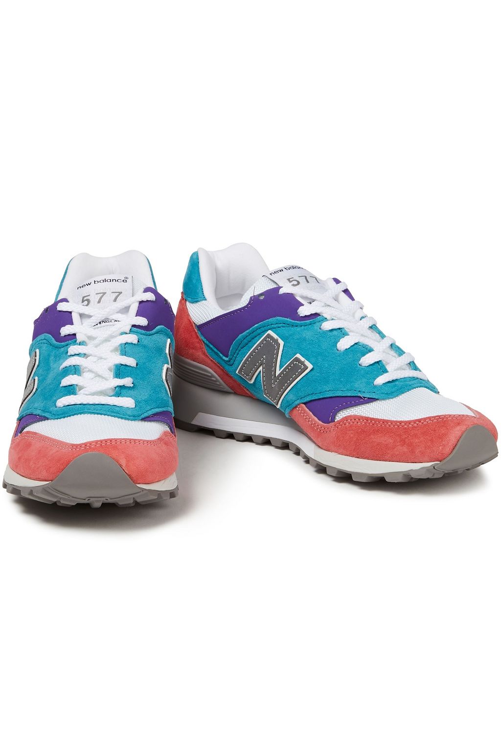 NEW BALANCE Leather-trimmed suede and mesh sneakers