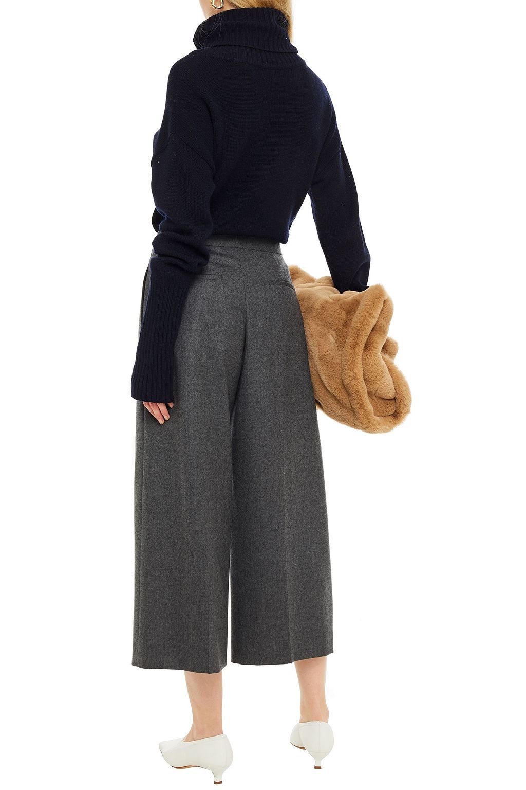 JIL SANDER Cropped wool-flannel wide-leg pants