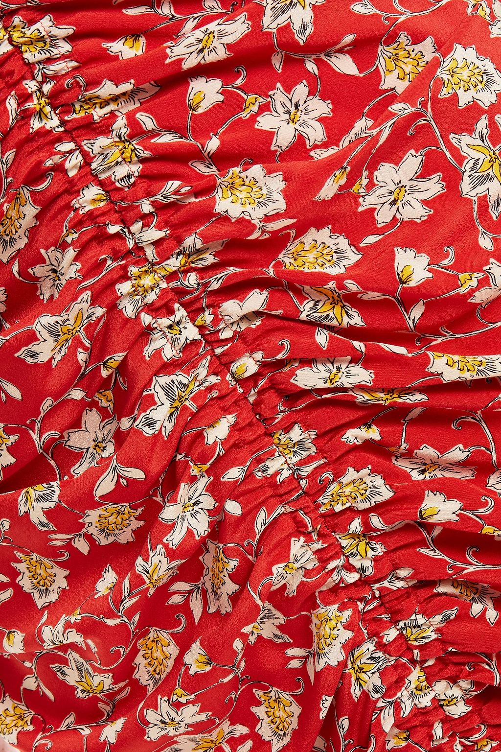 VERONICA BEARD Josephine ruched floral-print  silk-blend crepe de chine mini dress