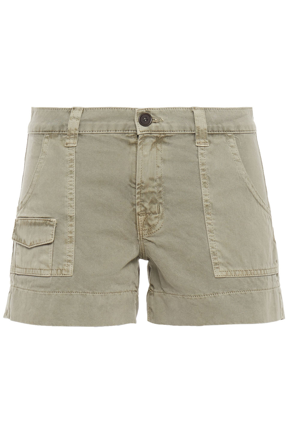J Brand Woman Cotton-twill Shorts Grey Green Size 27