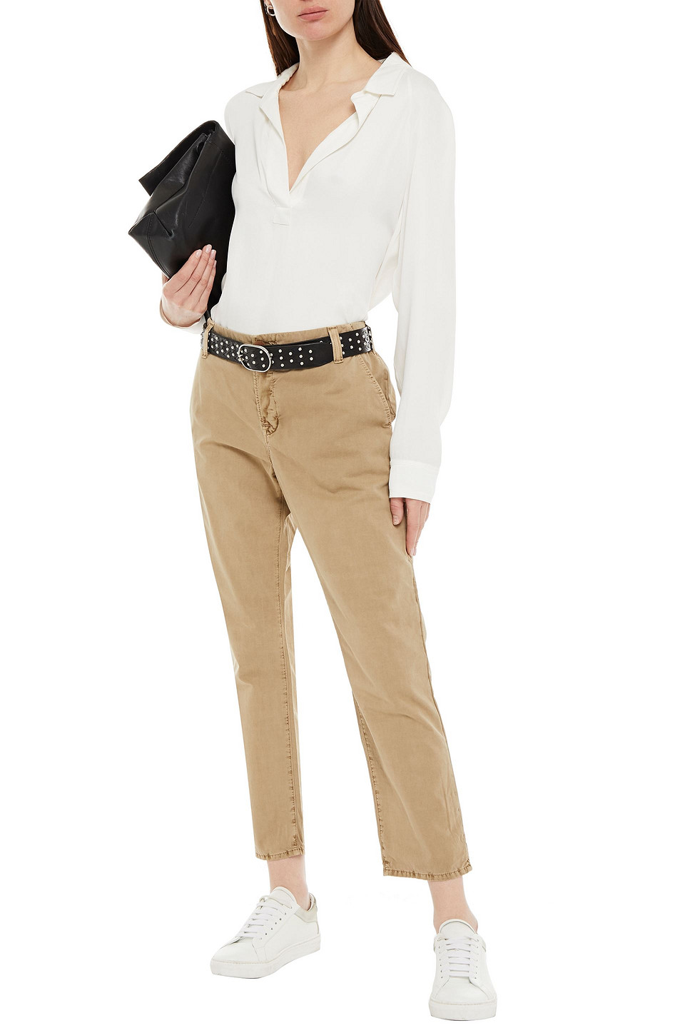 J Brand Cropped Cotton-twill Straight-leg Trousers In Sand