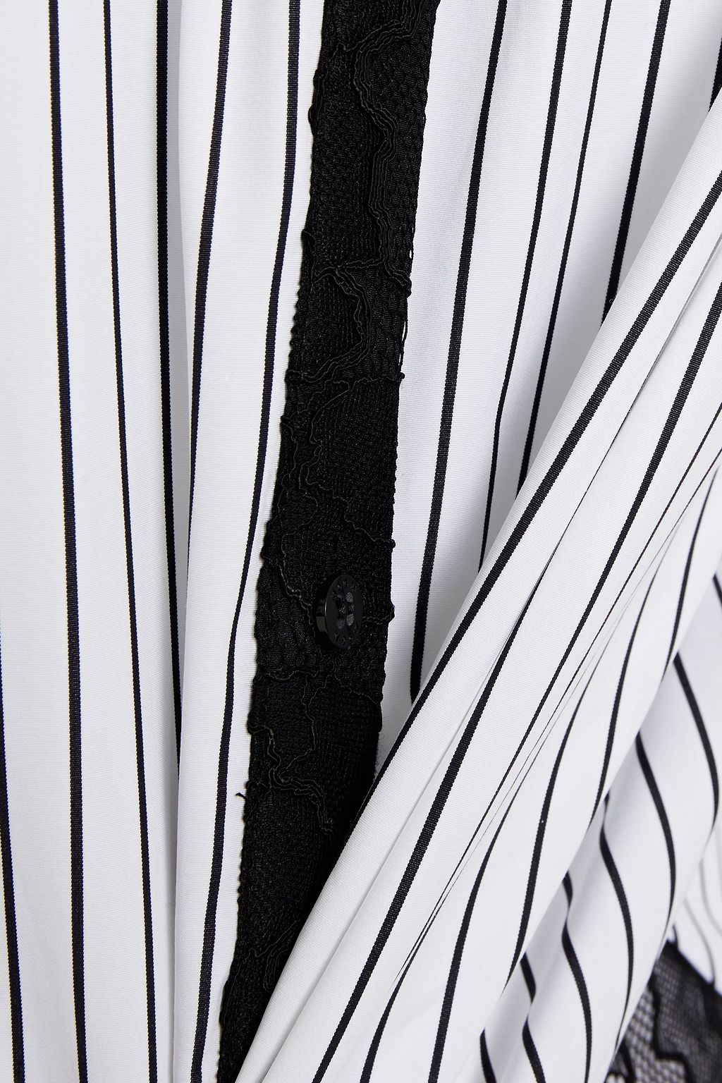 MSGM Corded lace-paneled pinstriped cotton-poplin shirt