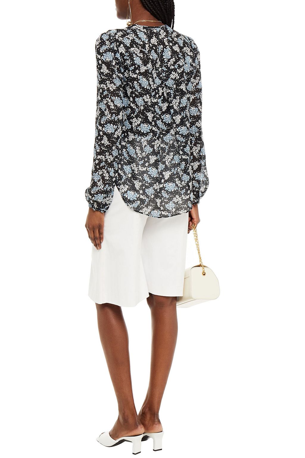 VERONICA BEARD Lowell pintucked floral-print silk fil coupé blouse