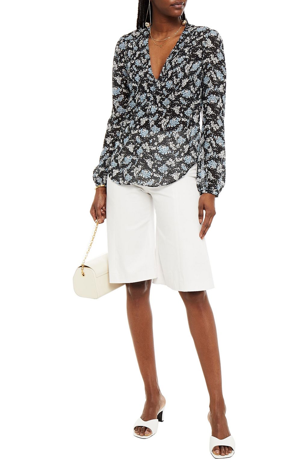 VERONICA BEARD Lowell pintucked floral-print silk fil coupé blouse