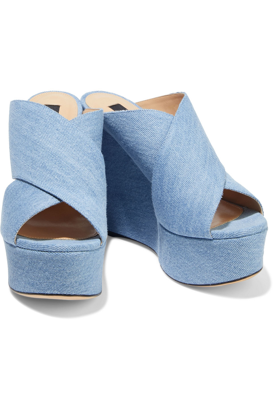 denim platform sandals