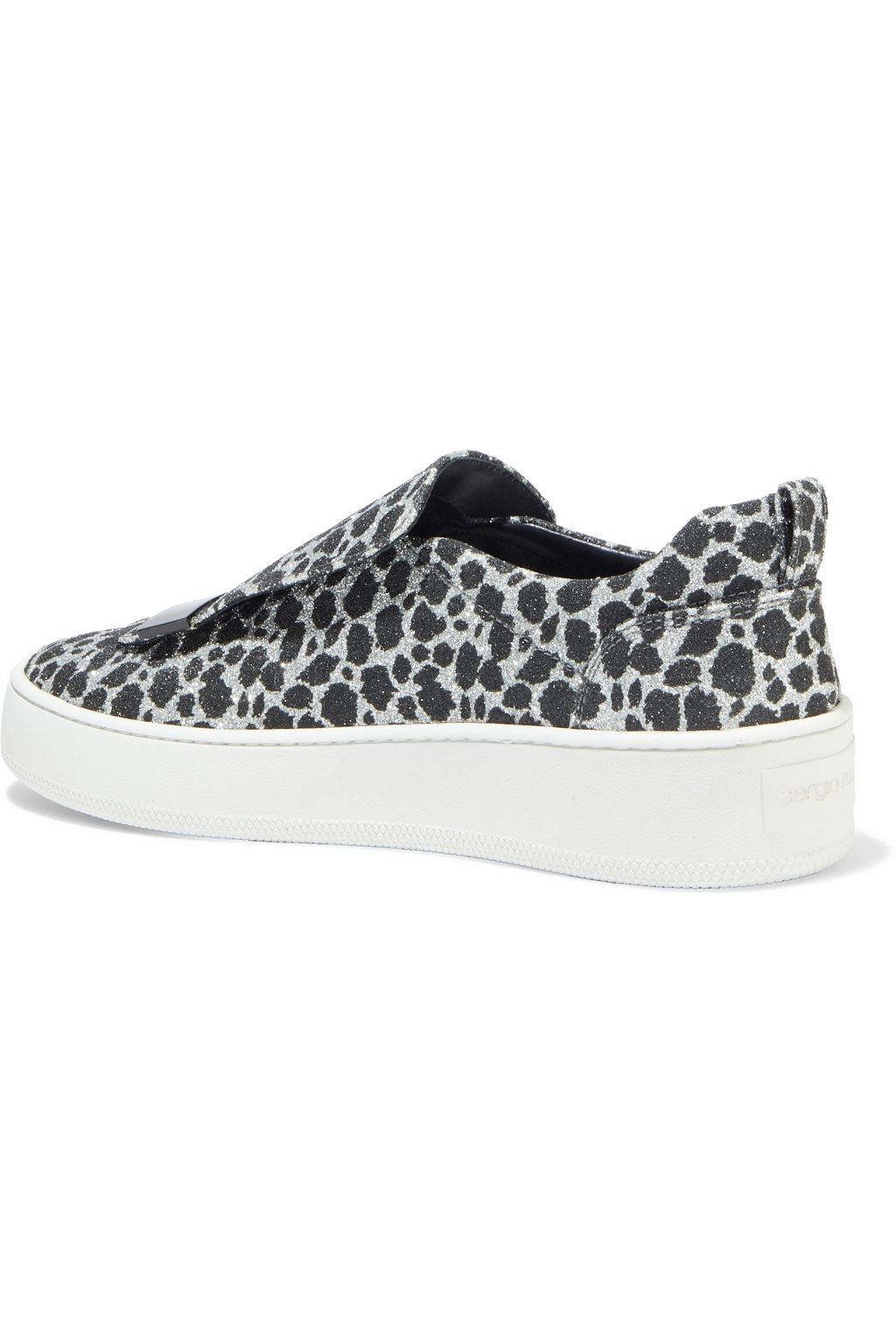 SERGIO ROSSI Glittered leopard-print woven slip-on sneakers