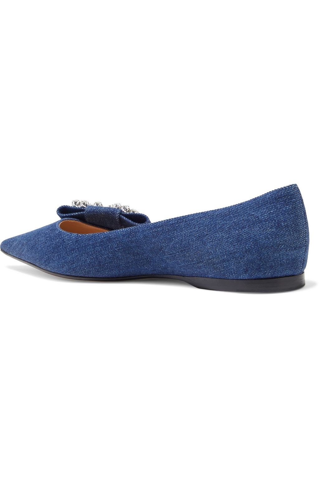 SERGIO ROSSI sr Icona embellished denim point-toe flats