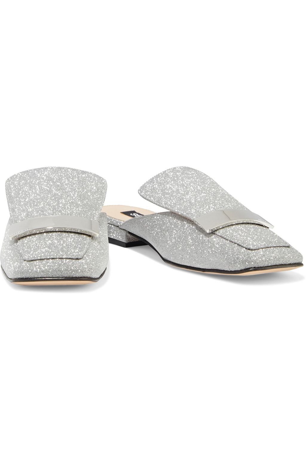 SERGIO ROSSI Glittered woven mules