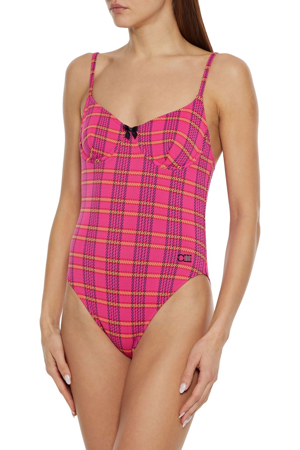 SOLID & STRIPED The Taylor bow-embellished checked swimsuit