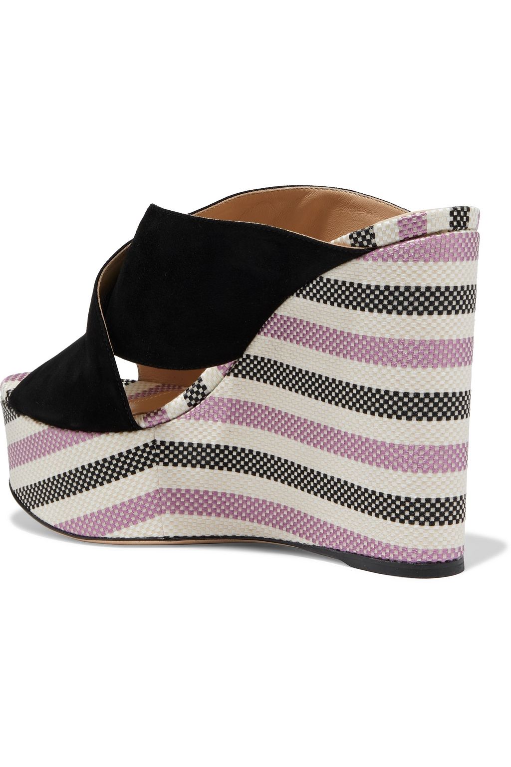 SERGIO ROSSI Alma suede and basketweave wedge sandals