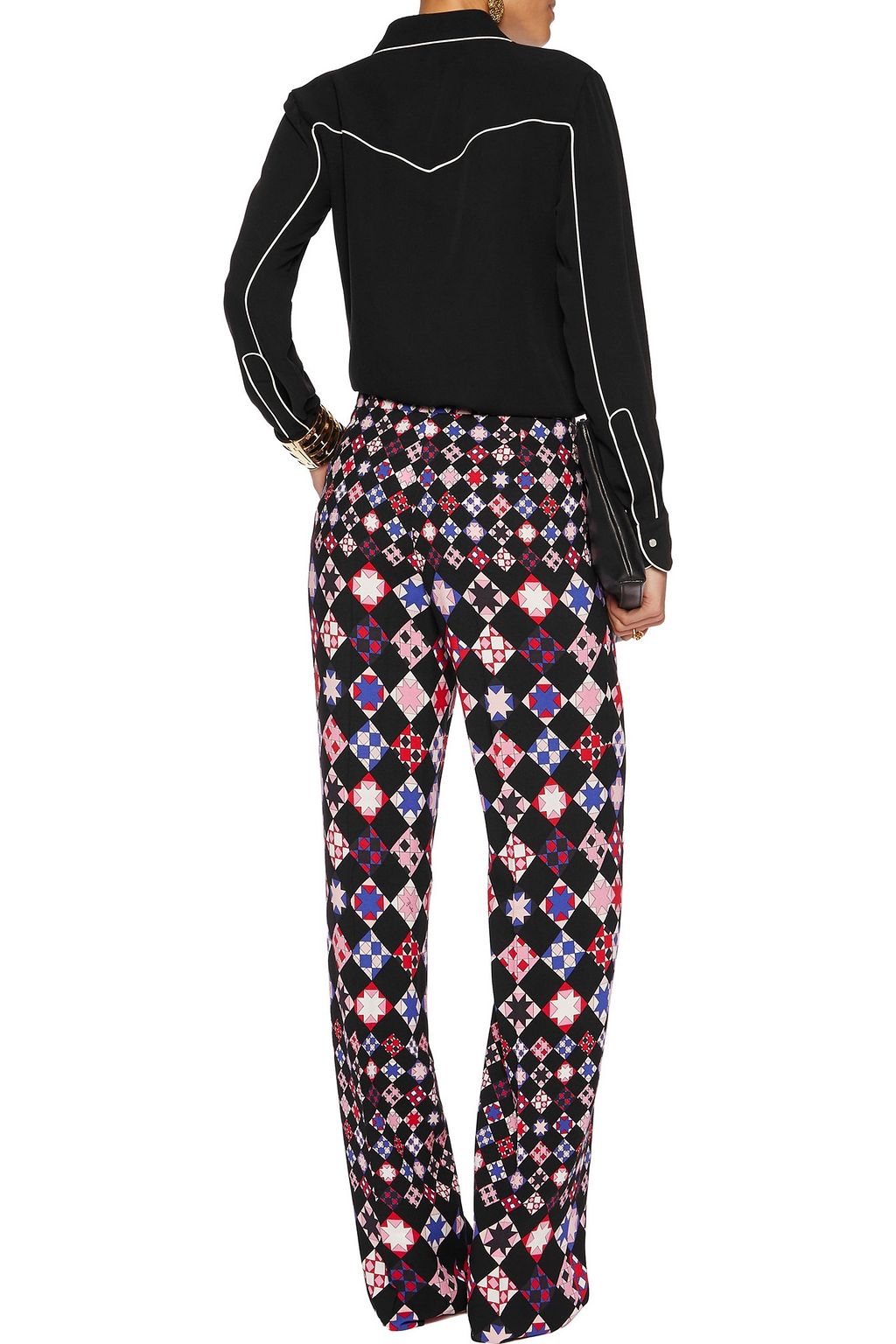 PUCCI Pleated printed crepe wide-leg pants