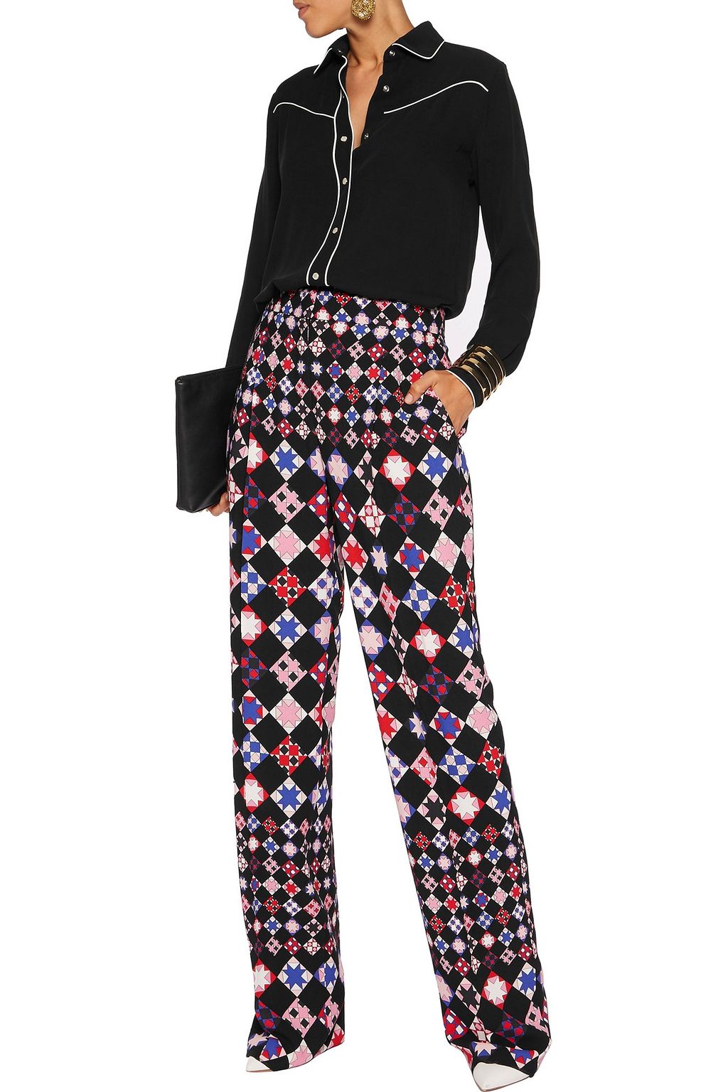 PUCCI Pleated printed crepe wide-leg pants