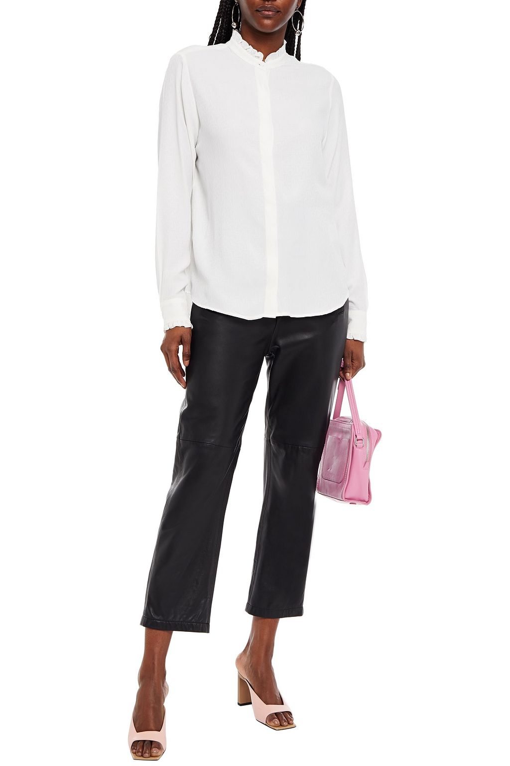 MSGM Ruffle-trimmed jacquard shirt