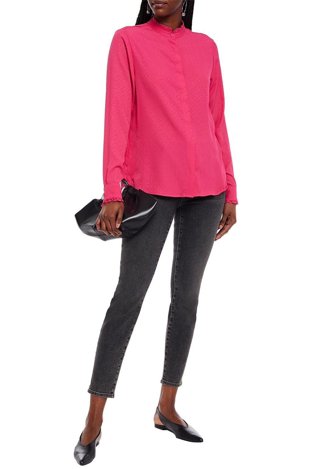 MSGM Ruffle-trimmed jacquard shirt