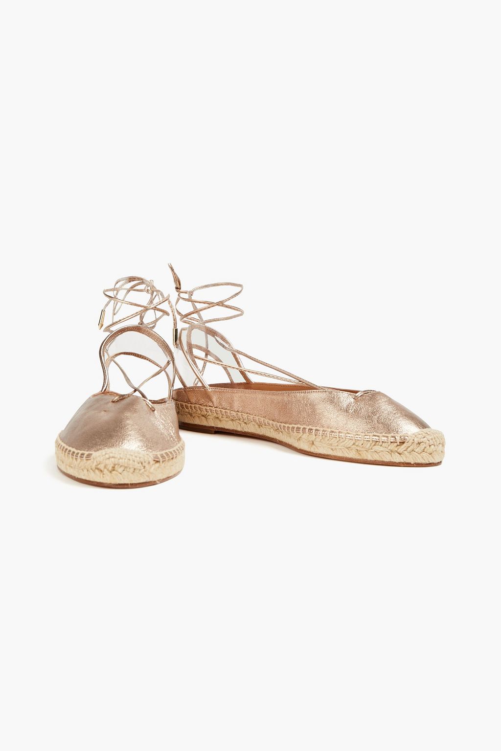 AQUAZZURA Metallic leather espadrilles