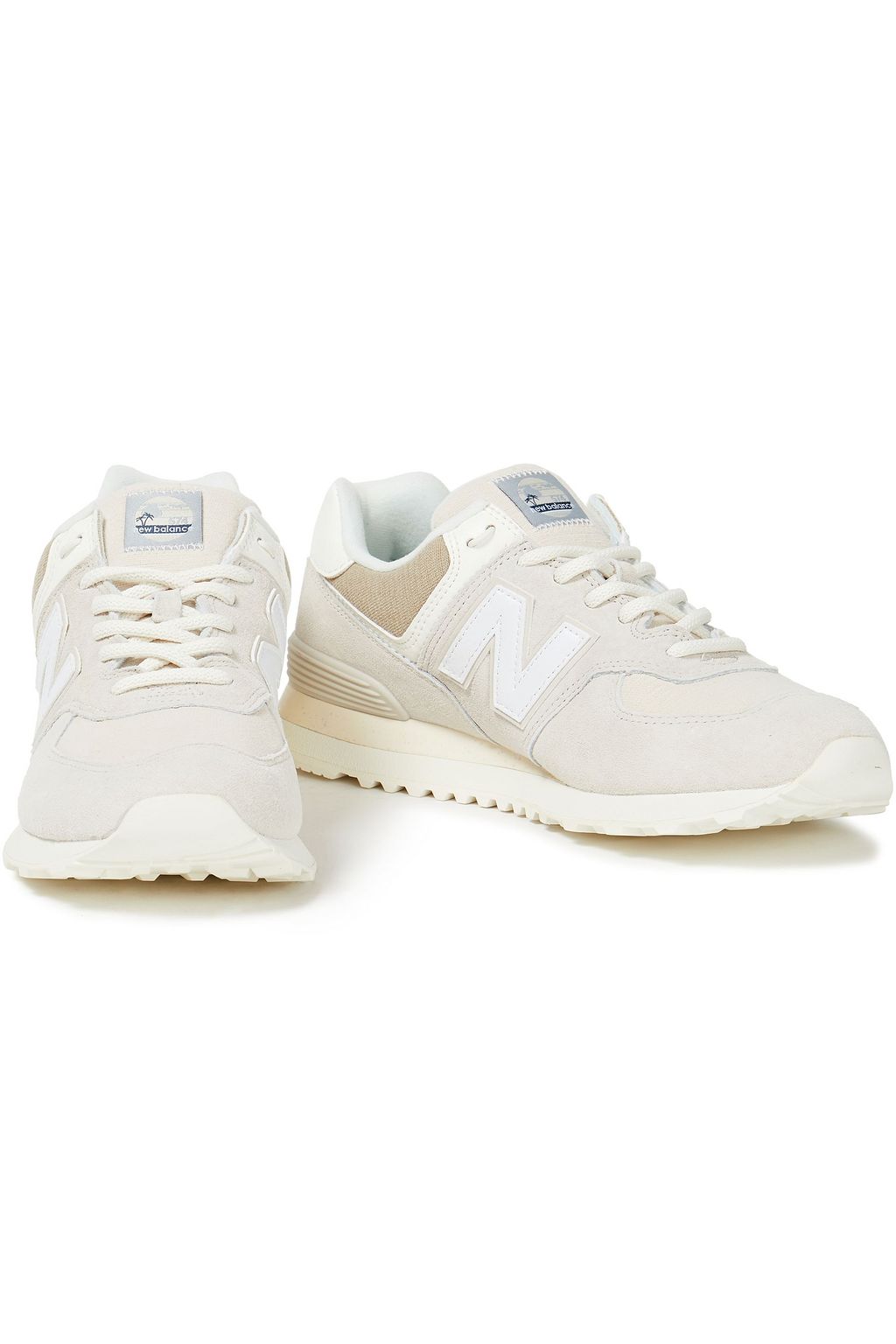 NEW BALANCE Leather-trimmed suede and canvas sneakers
