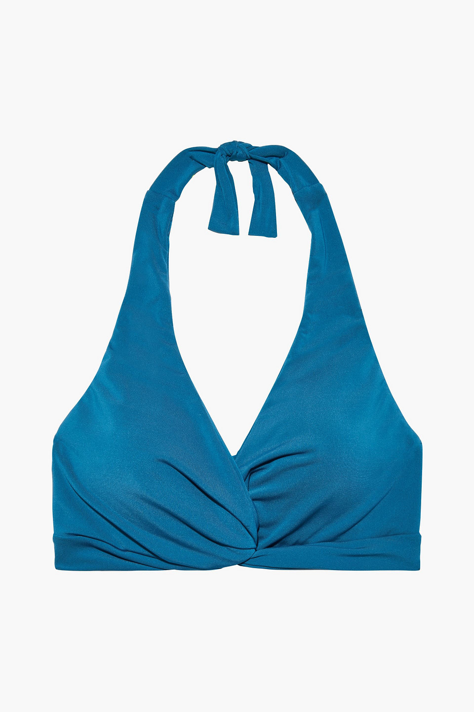 Jets Australia By Jessika Allen Woman Jetset Twist-front Halterneck Bikini Top Cobalt Blue Size 14