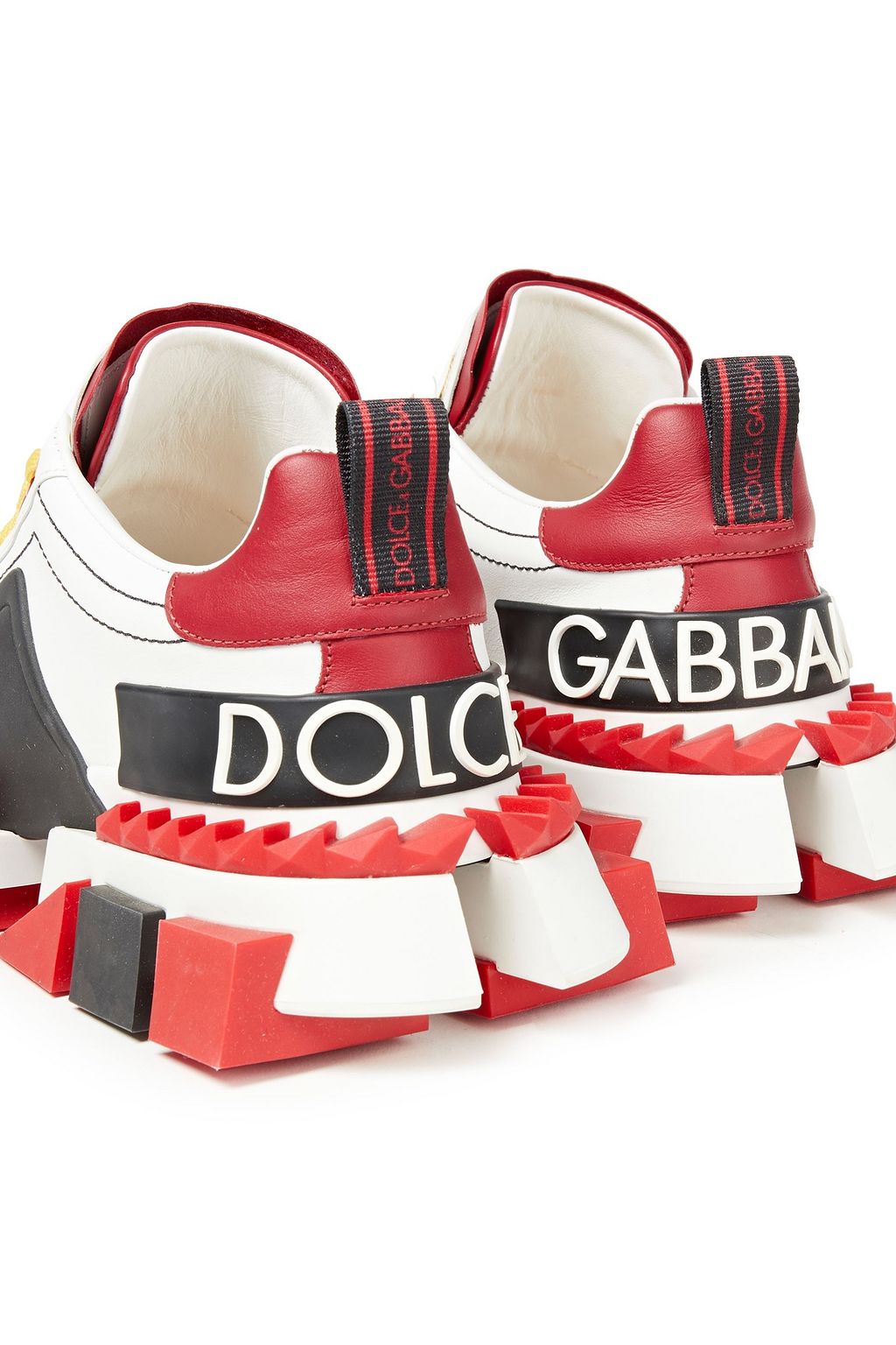 DOLCE&GABBANA Color-block suede-trimmed perforated leather sneakers