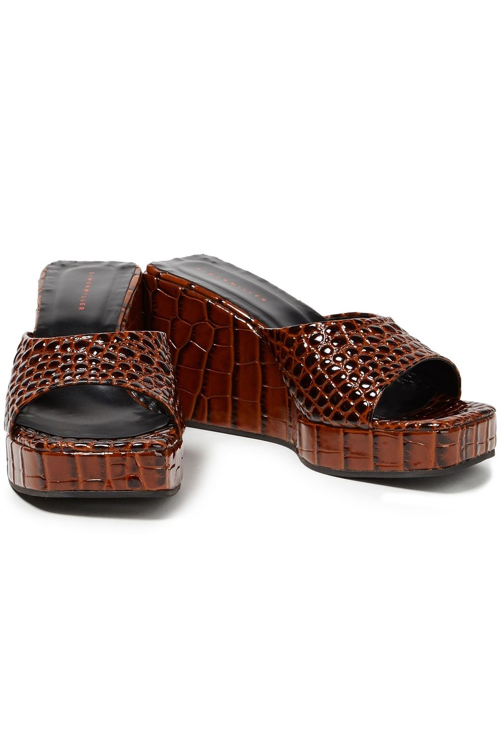 SIMON MILLER Croc-effect leather platform mules
