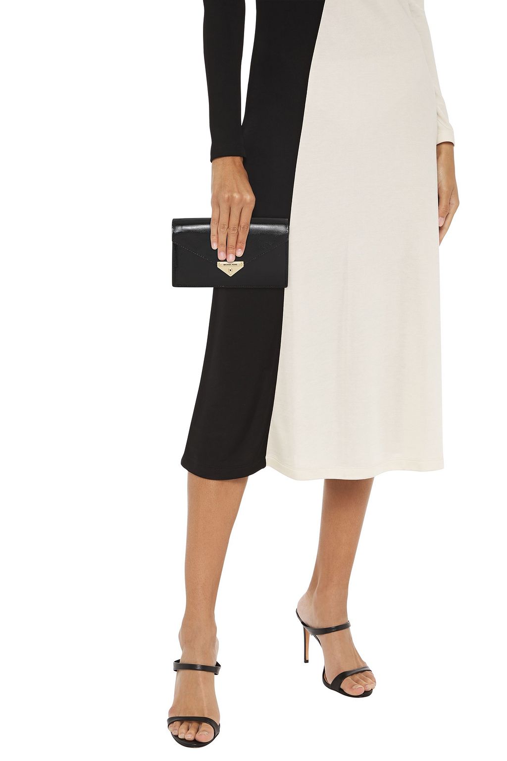 MICHAEL MICHAEL KORS Textured faux patent-leather clutch