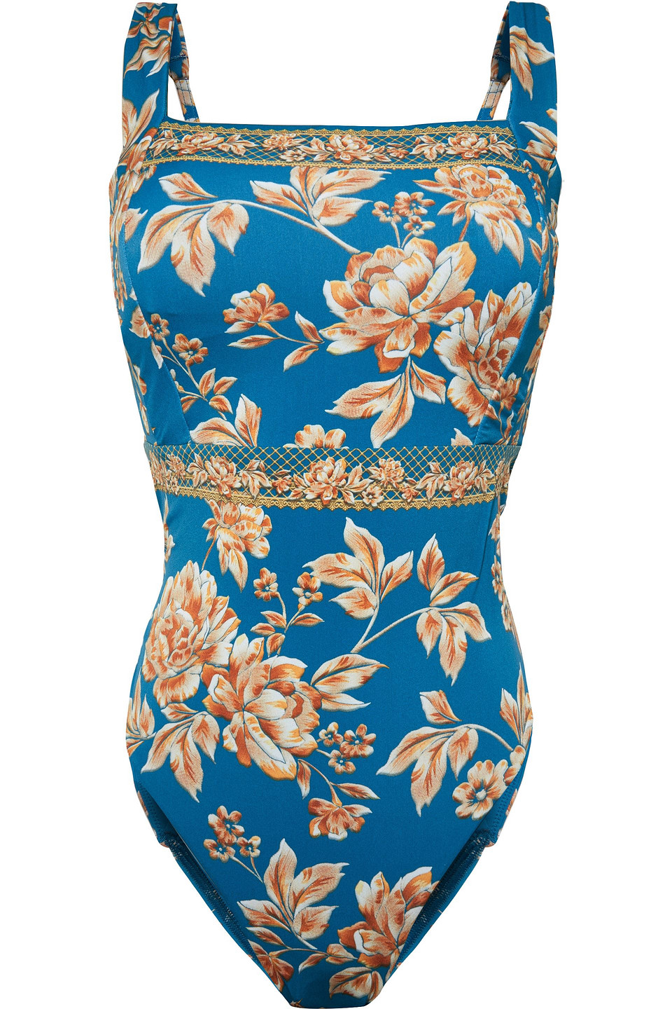 Jets Australia By Jessika Allen Woman Enchantment Floral-print Swimsuit Cobalt Blue Size 14