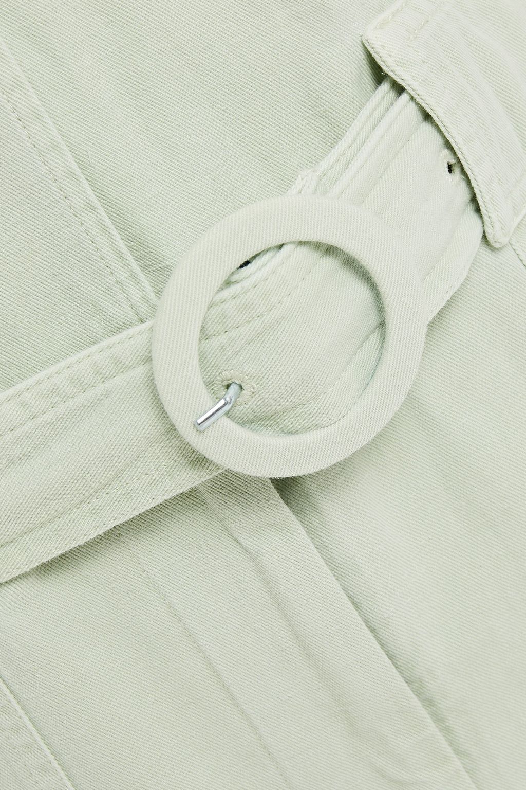 SANDRO Belted cotton and linen-blend twill jumpsuit