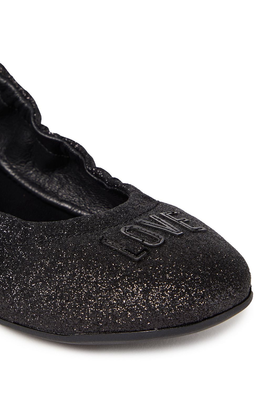 LOVE MOSCHINO Appliquéd glittered shell ballet flats