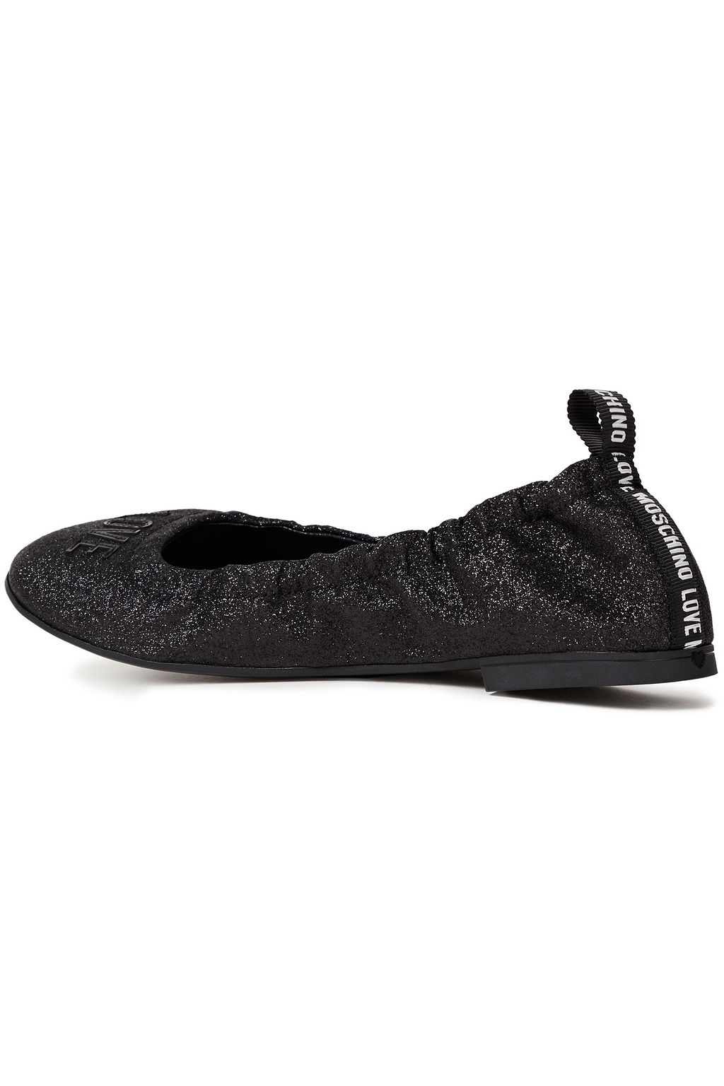 LOVE MOSCHINO Appliquéd glittered shell ballet flats