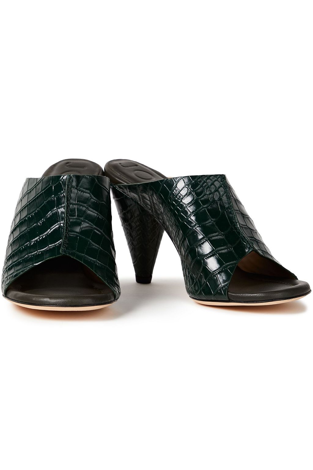 JOSEPH Croc-effect leather mules