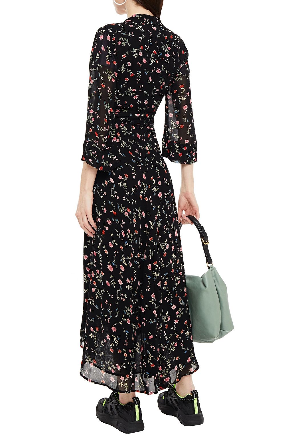 GANNI The Ellie leopard-print crepe midi wrap dress
