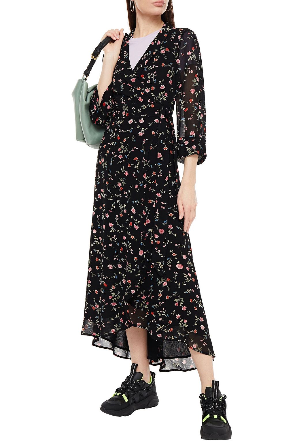 GANNI The Ellie leopard-print crepe midi wrap dress
