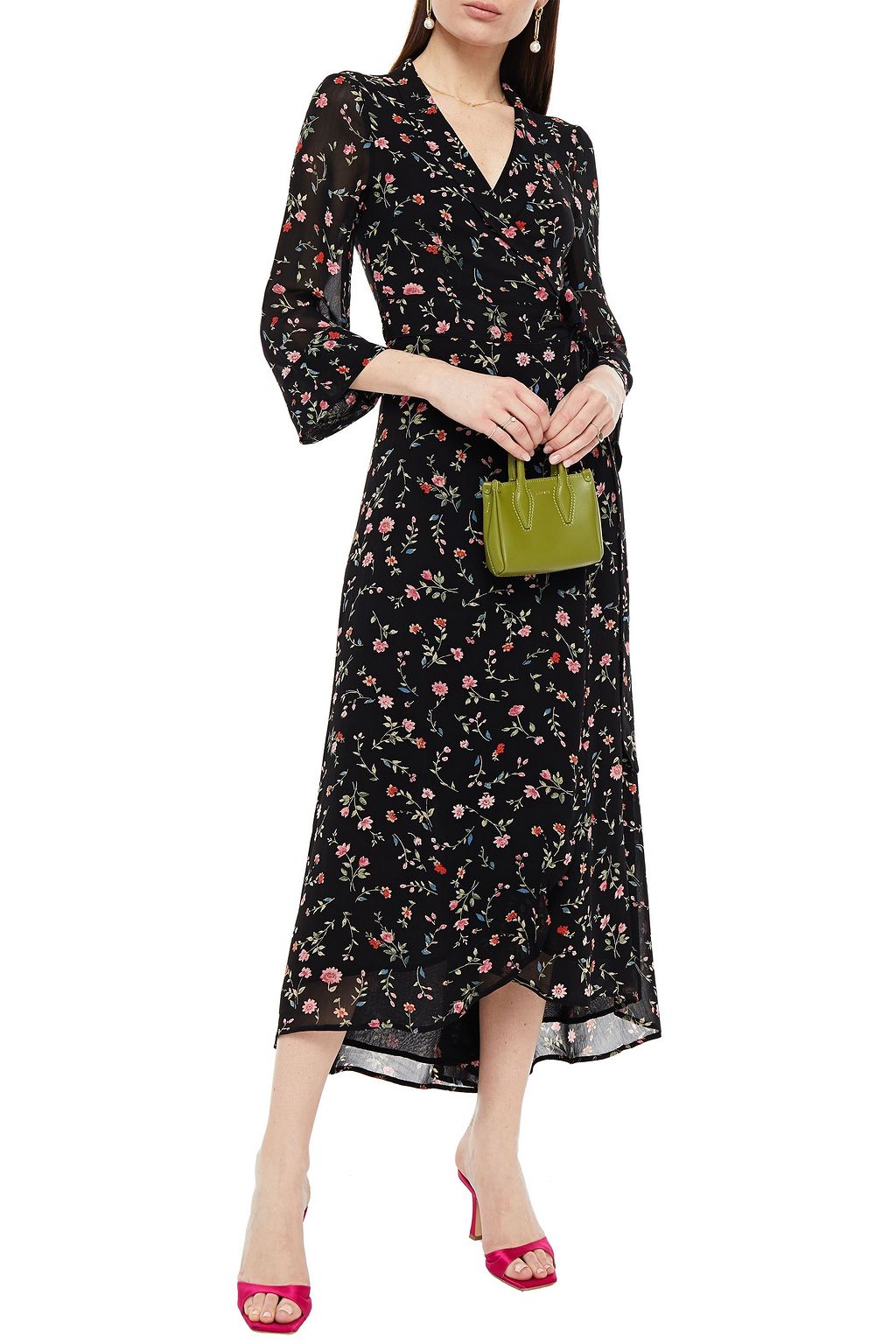 GANNI The Ellie leopard-print crepe midi wrap dress