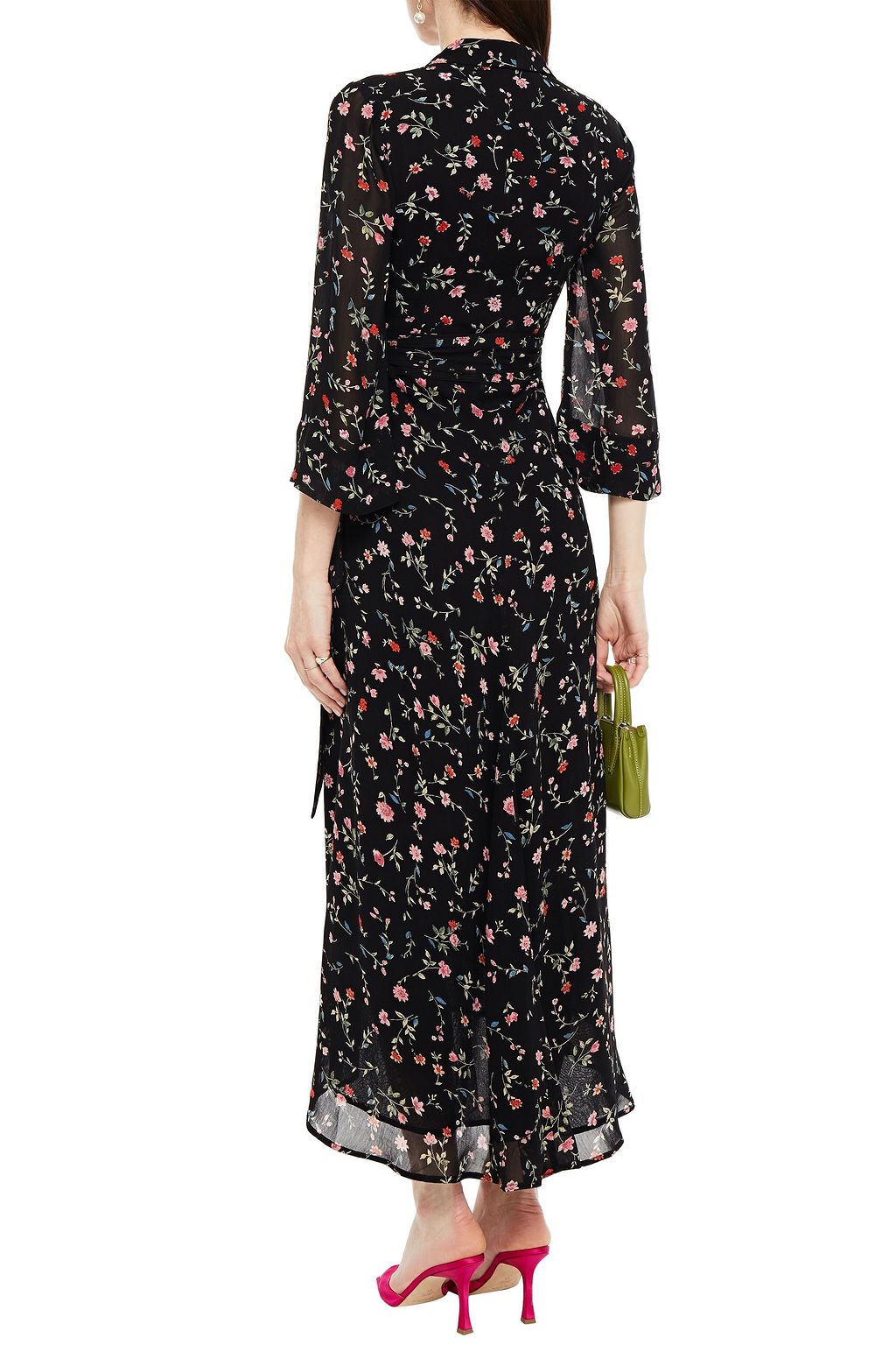 GANNI The Ellie leopard-print crepe midi wrap dress