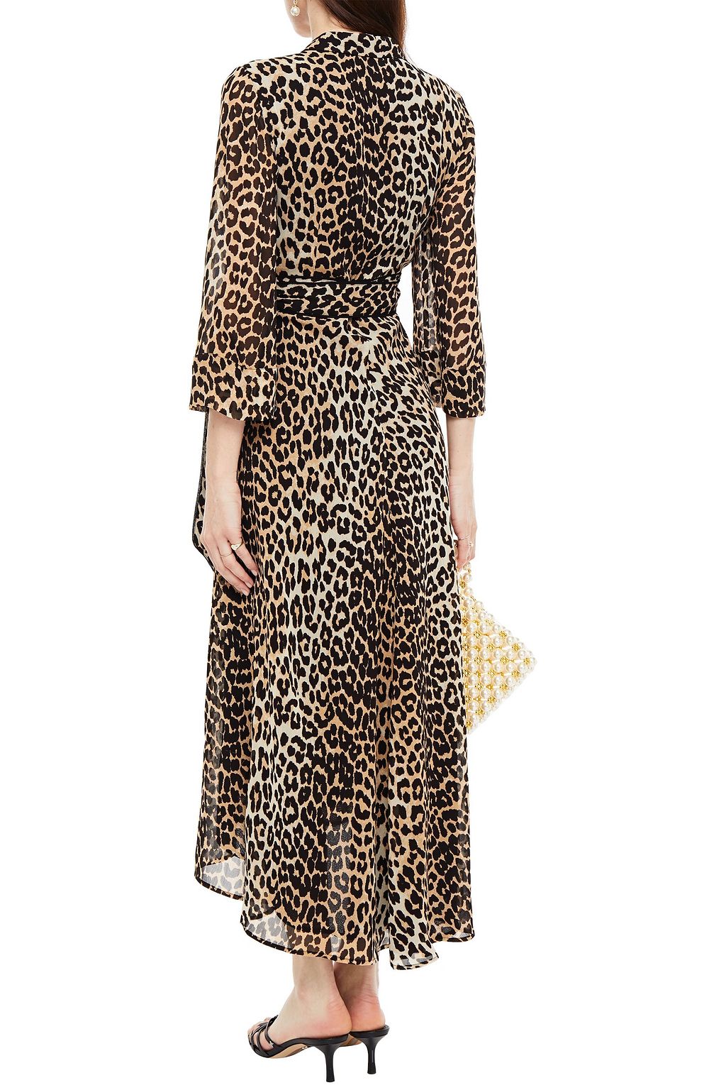 GANNI The Ellie leopard-print crepe midi wrap dress