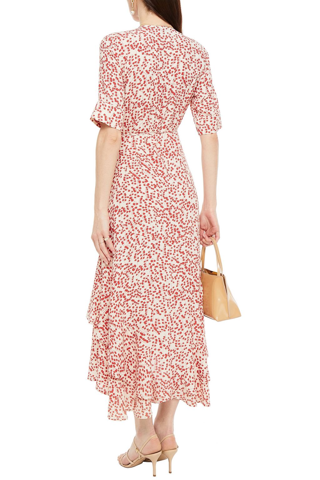 GANNI The Dexter ruffled floral-print crepe midi wrap dress