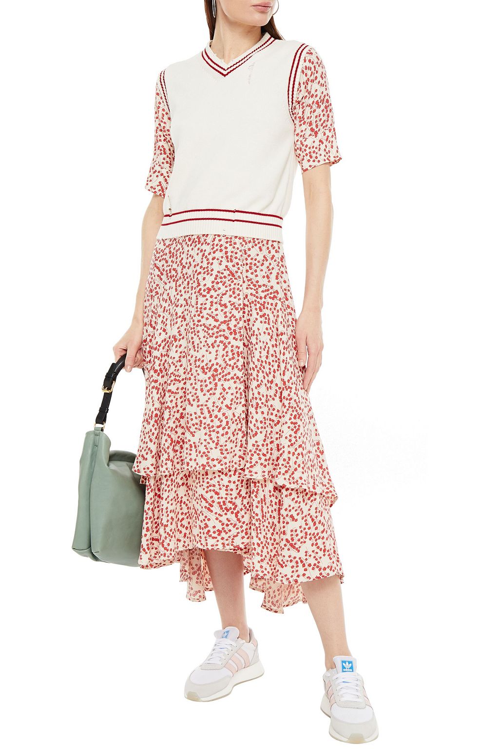 GANNI The Dexter ruffled floral-print crepe midi wrap dress