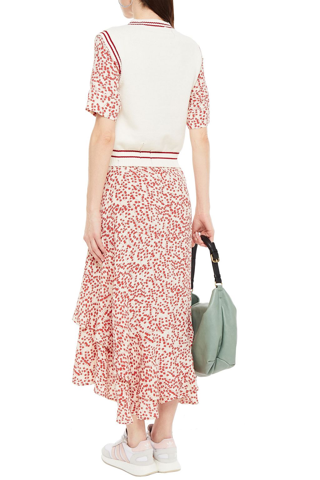 GANNI The Dexter ruffled floral-print crepe midi wrap dress