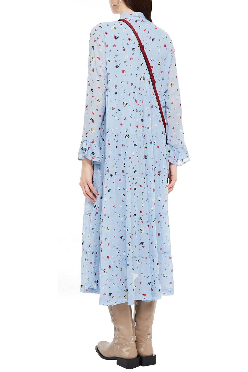 GANNI The Kate tiered floral-print chiffon midi dress