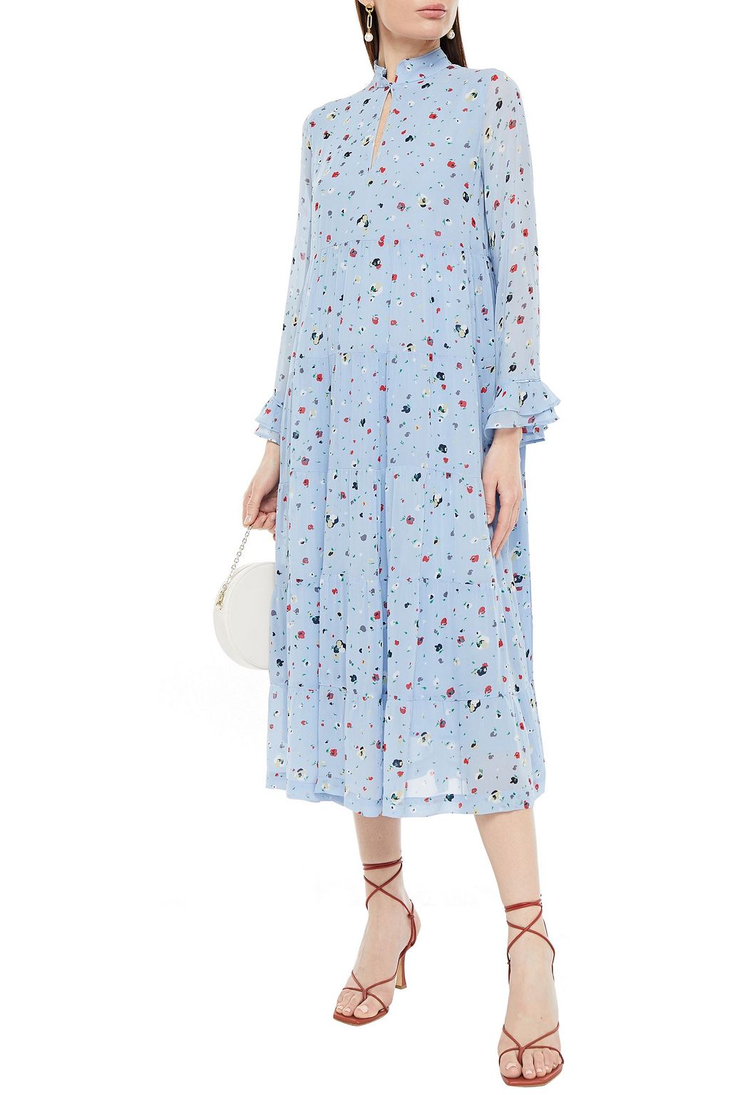 GANNI The Kate tiered floral-print chiffon midi dress