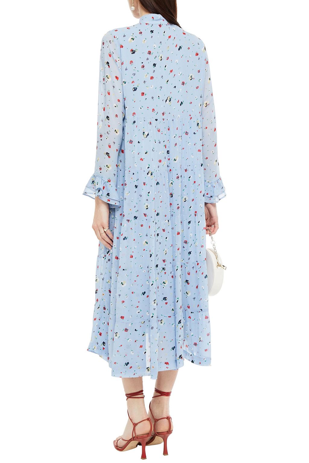 GANNI The Kate tiered floral-print chiffon midi dress