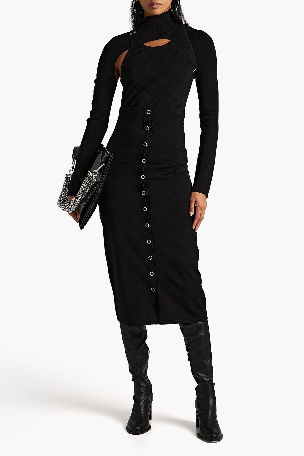 DION LEE Layered wool-blend turtleneck top