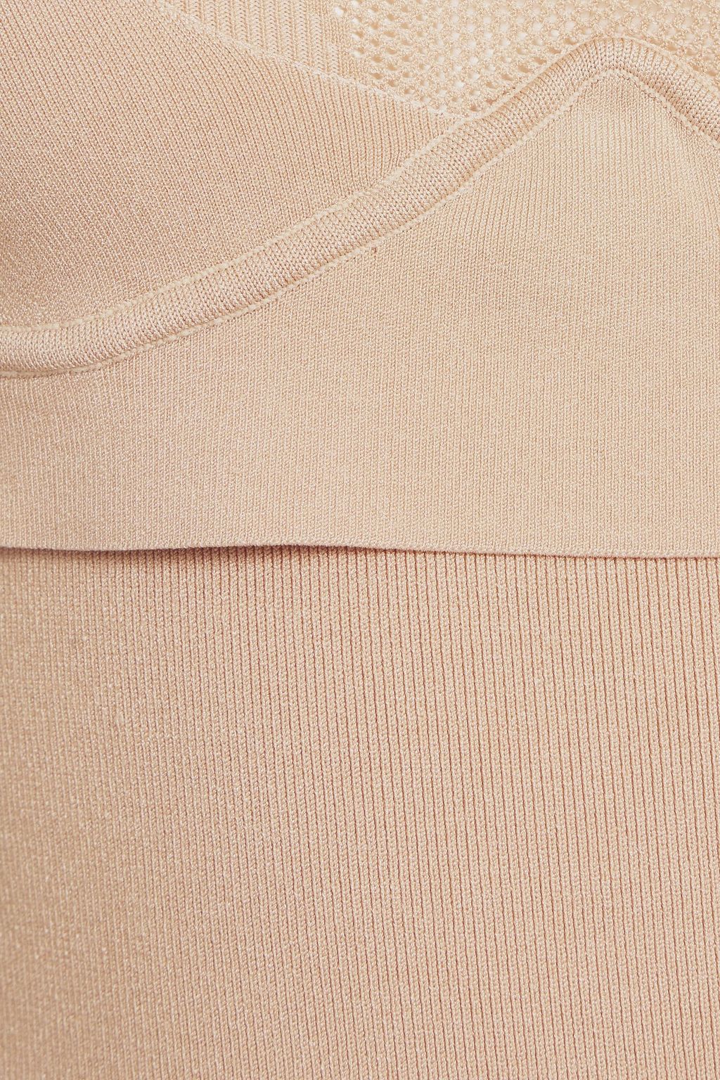 DION LEE Off-the-shoulder mesh-paneled ribbed-knit mini dress