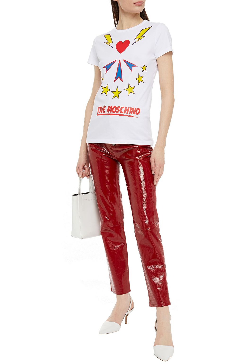 LOVE MOSCHINO Printed stretch-cotton jersey T-shirt